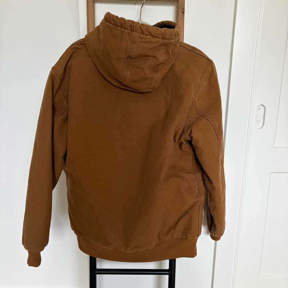 Vintage Carhartt Women's WJ130 211 Large 12/14 Brown Duck Hooded Fleece Full Zip - Picture 4 of 13
